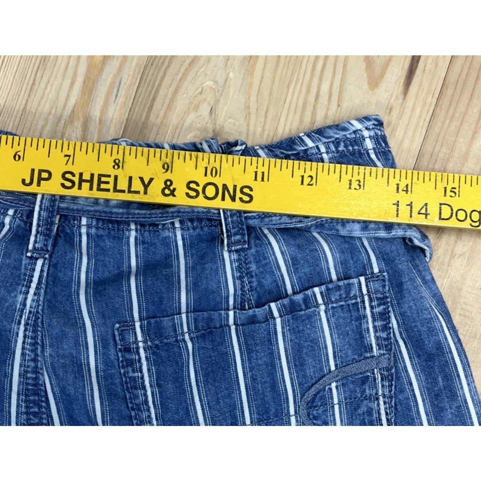 American Eagle Striped Chambray Shorts Women's Size 4 High Waisted