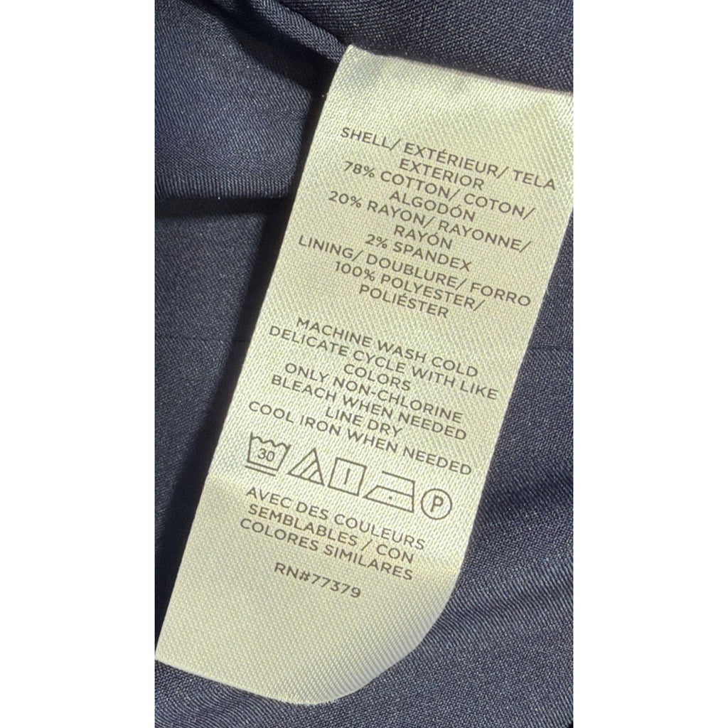 New Ann Taylor Loft Womens 4 Crop Vest Lined V Neck Pockets Stretch Navy Blue