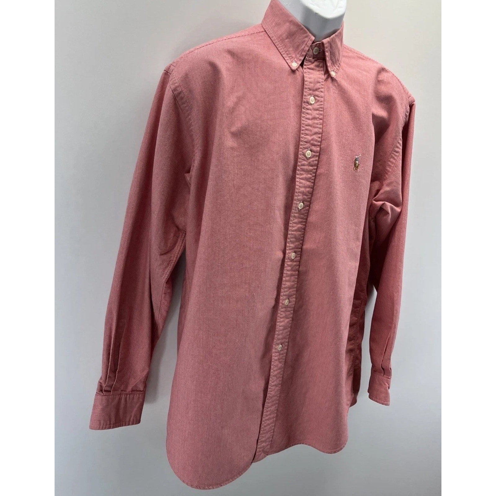 Ralph Lauren Blake Shirt Mens Size M Pink Flesh Pony Long Sleeve Buton Dwn