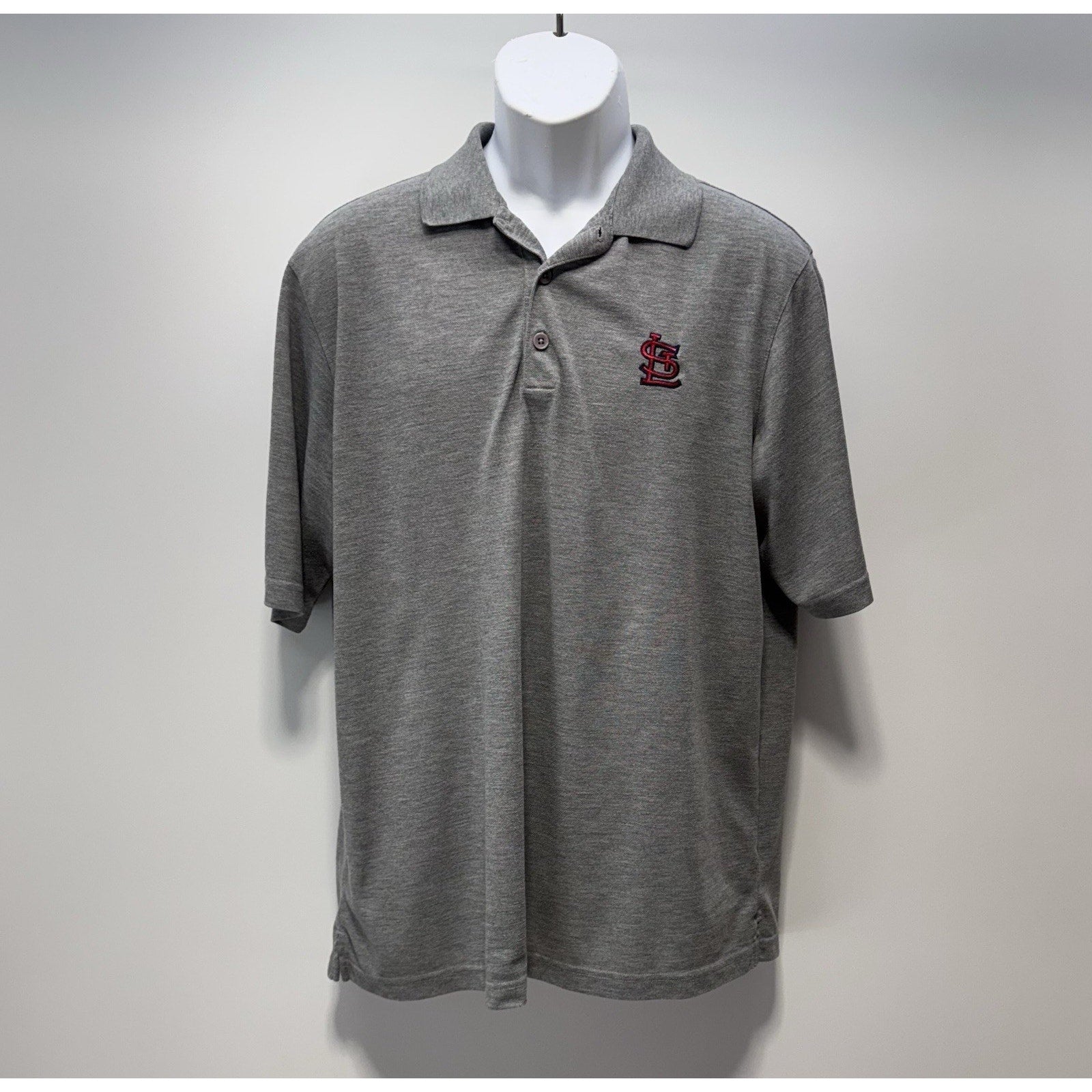 St. Louis Cardinals Antigua Gray Short Sleeve Polo Shirt Men’s Size Large