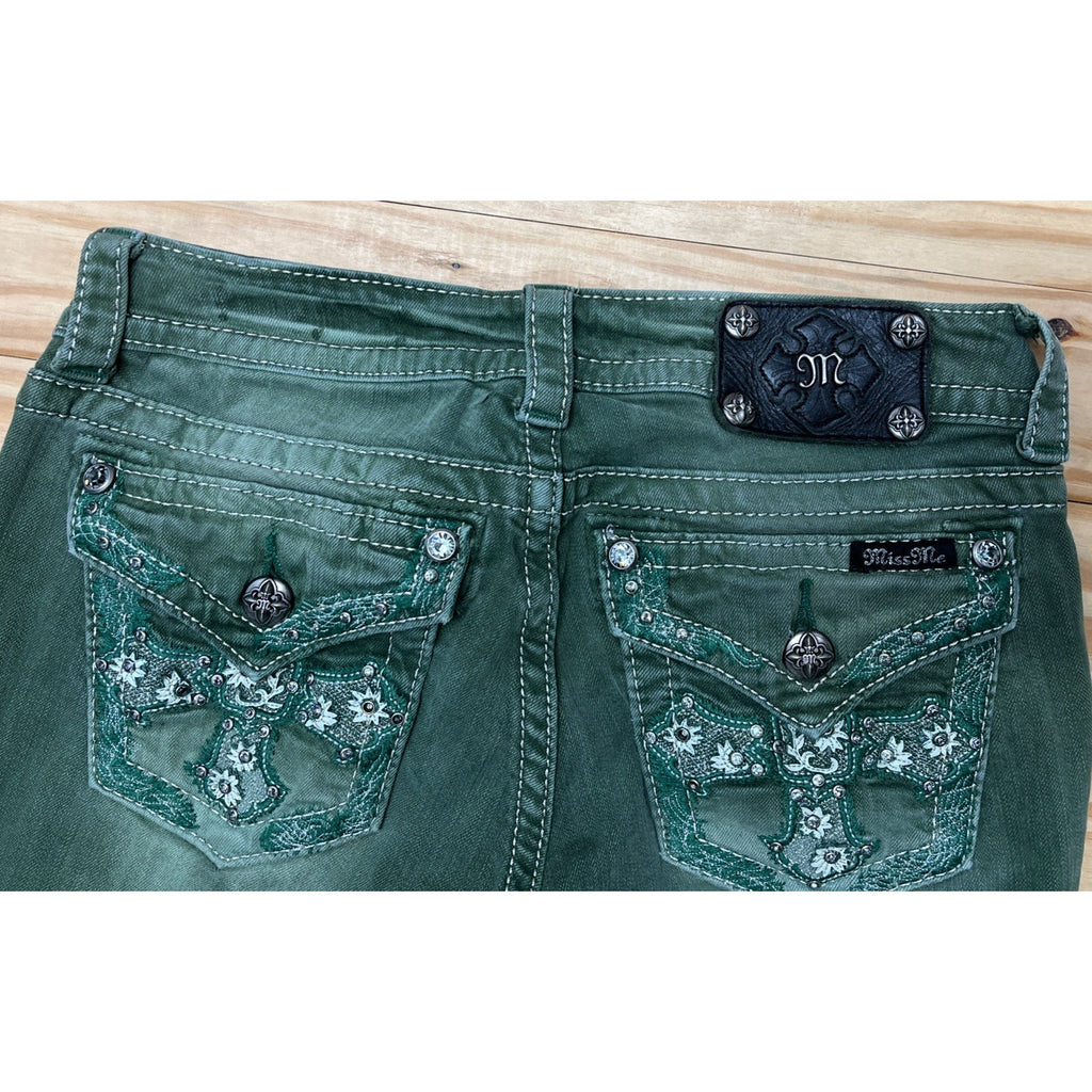 Miss Me Skinny Signature-Rise Women's Jeans - green size 27 W28 L30 XF73