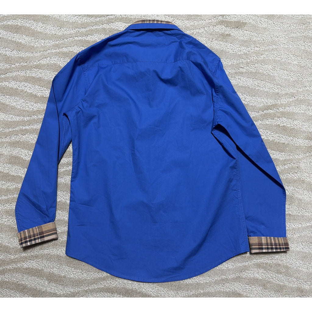 NWT Coofandy Button Up Shirt Mens S Blue Flip Cuff Long Sleeve Casual Preppy
