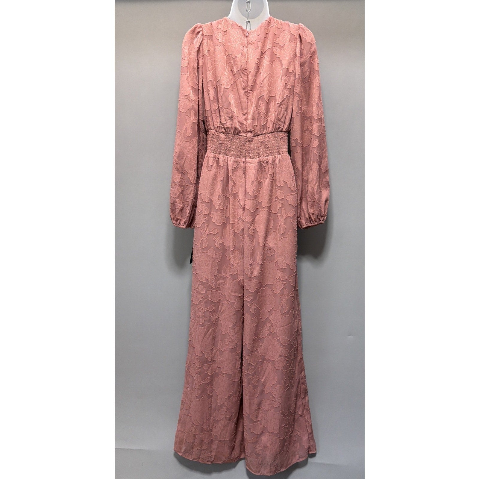 Lulus Passionate Times Dusty Rose Burnout Floral Wide Leg Jumpsuit Size NWT