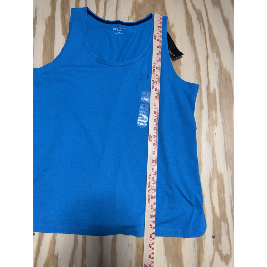 NWT Relativity Tank Top XL Blue Sleeveless Pocket Casual Stretch Knit Women