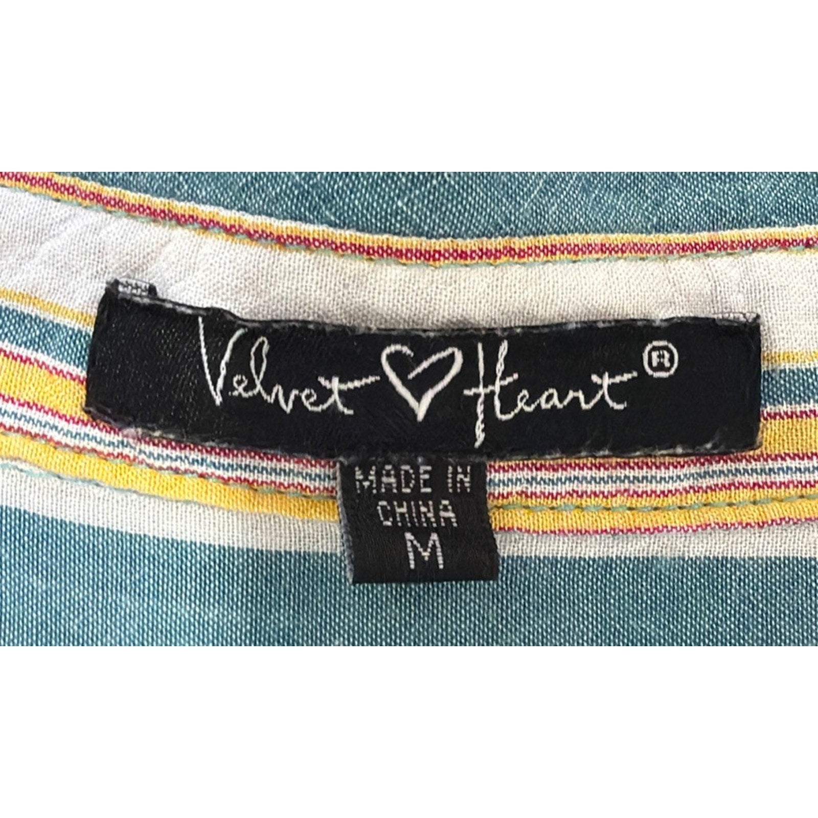 Velvet Heart Womens Striped Button Down Shirt Soft Top Blouse Sz Medium