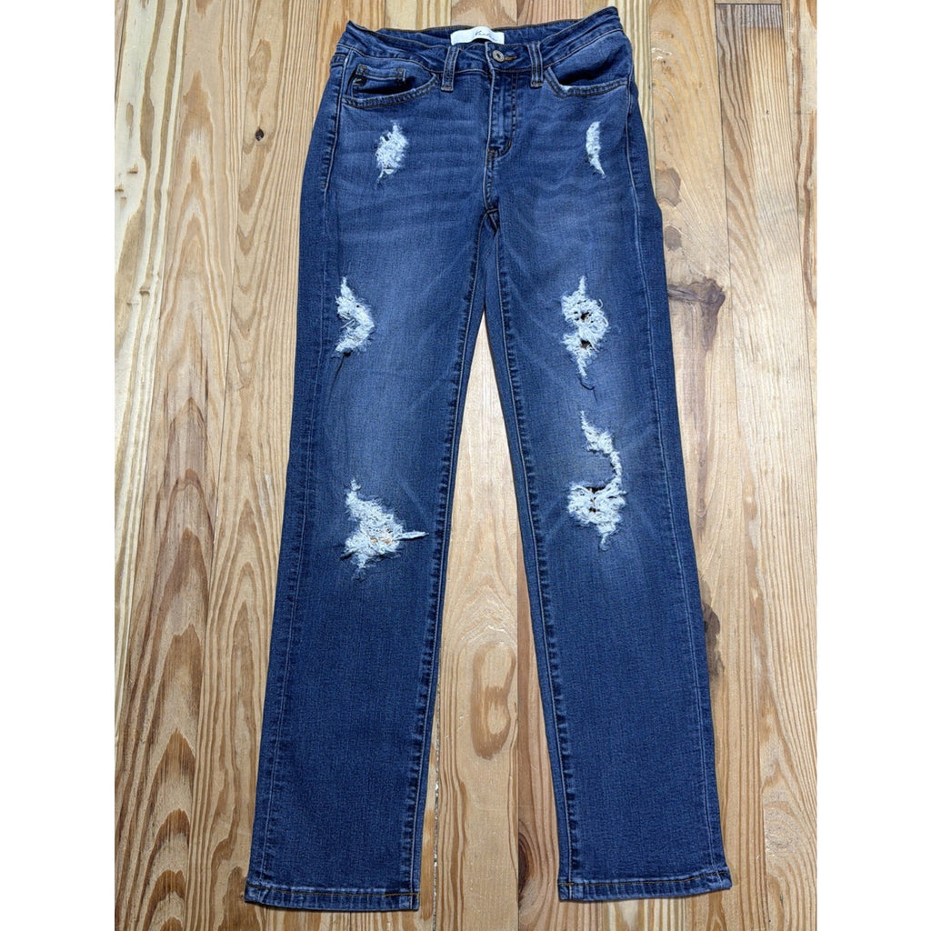 Kancan Leopard Patches Distressed Ripped KC6234M Girlfriend Fit 7/27 Women Jeans