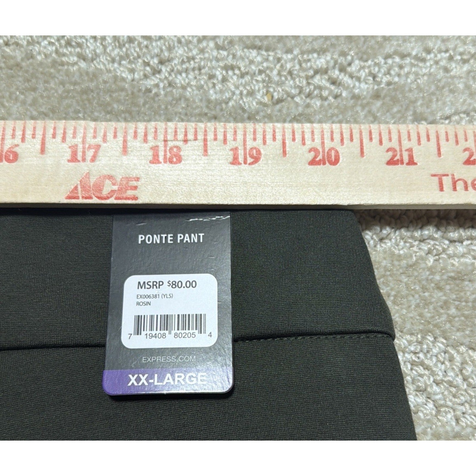 Express Women's Ponte Pant Plus Size XXL Green High Rise NWT