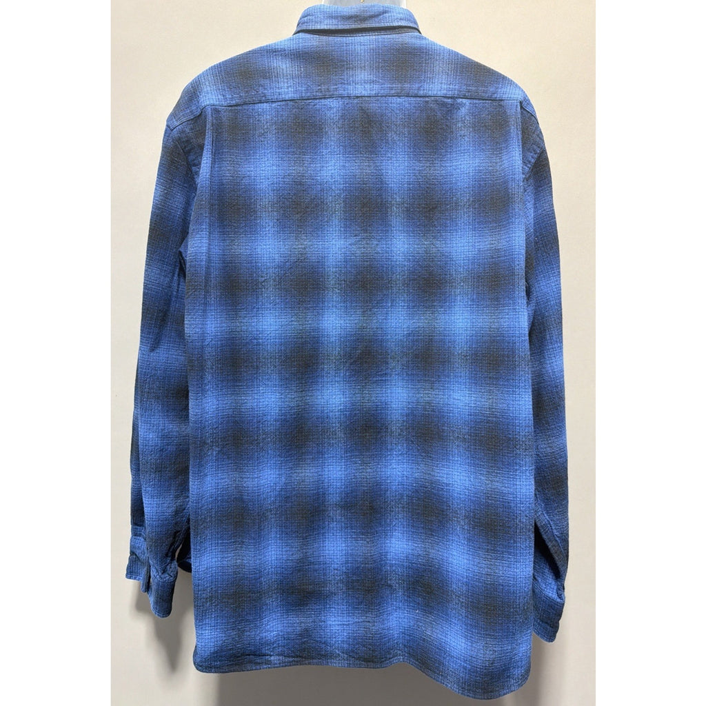 Paul Fredrick Finest Long Staple Cotton Blue Heavyweight Flannel Shirt Mens XL