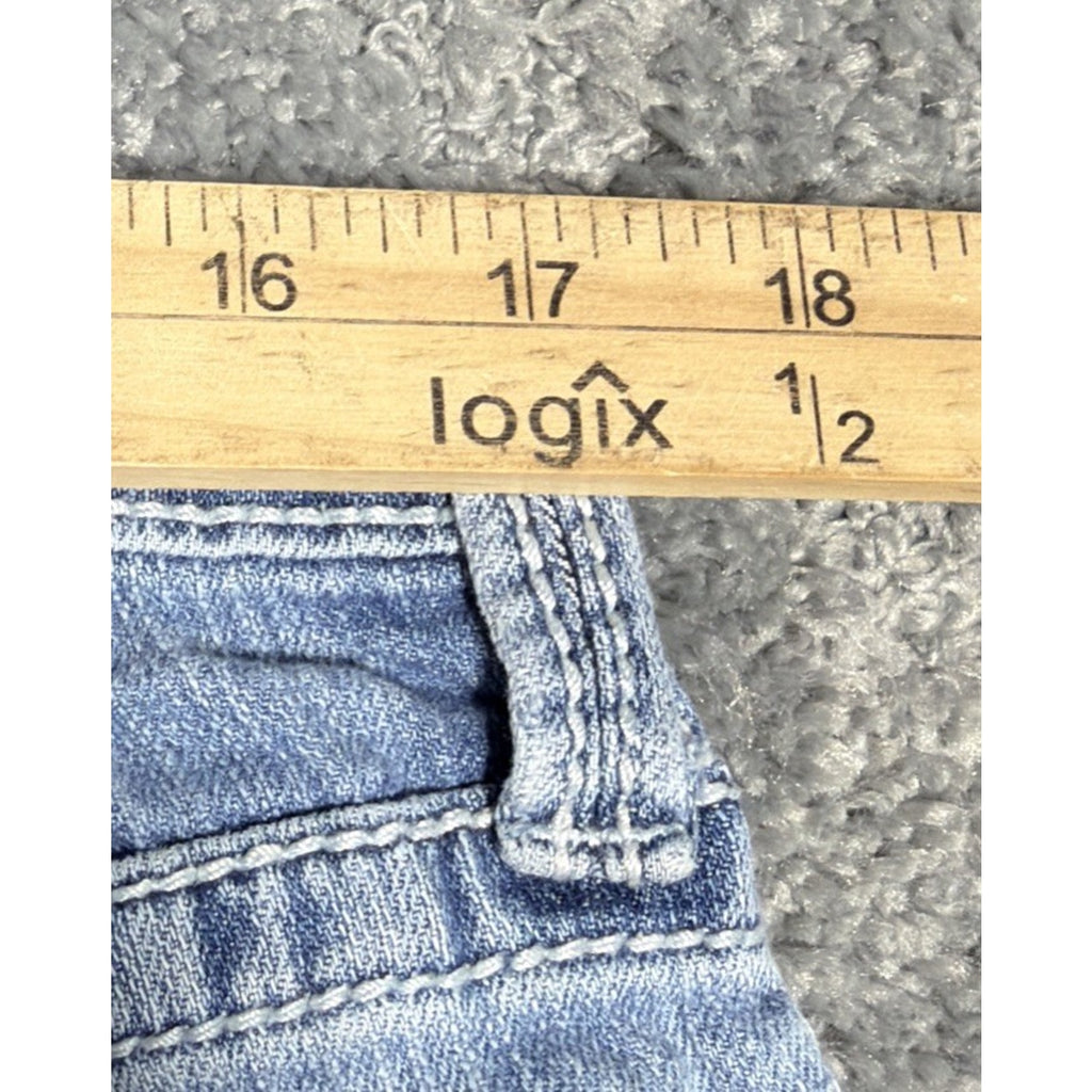 BKE Derek Straight Leg Jeans 34 Long Faded Distressed Embroidered Pockets