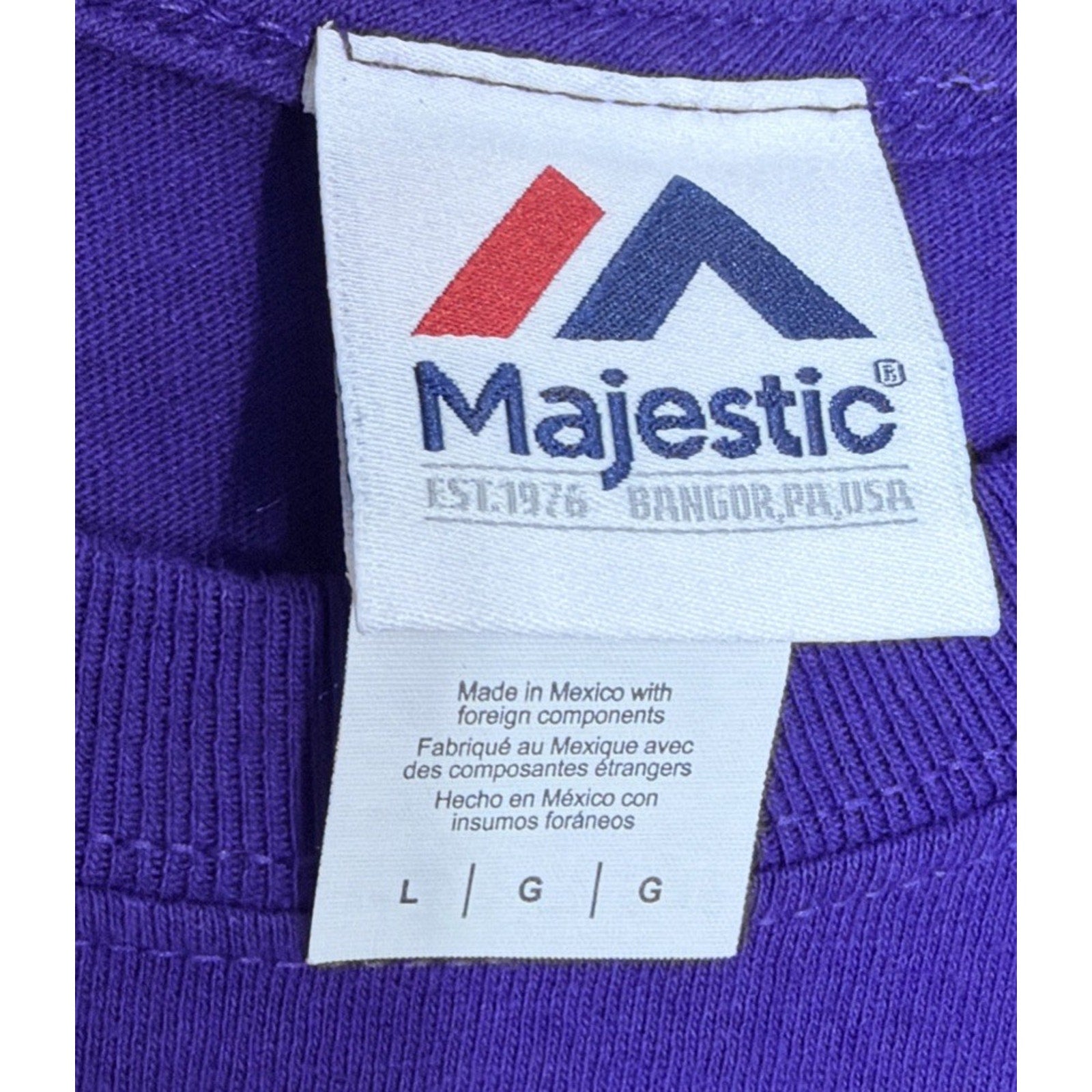 Majestic NFL Minnesota 2018 Super Bowl LII Tshirt Short Sleeve Purple Large
