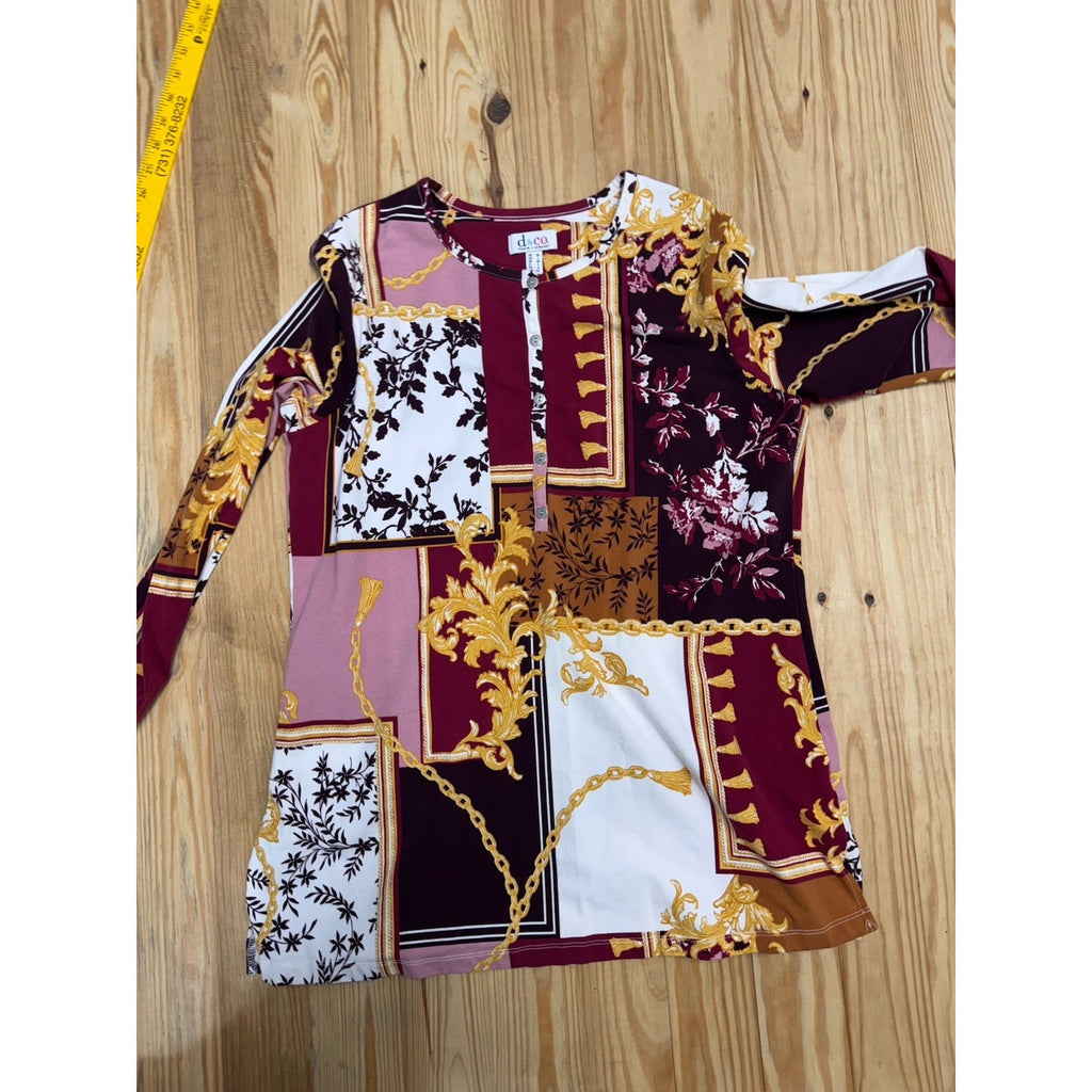 DENIM & COMPANY LADIES LONG SLEEVE TUNIC SHIRT Sz M