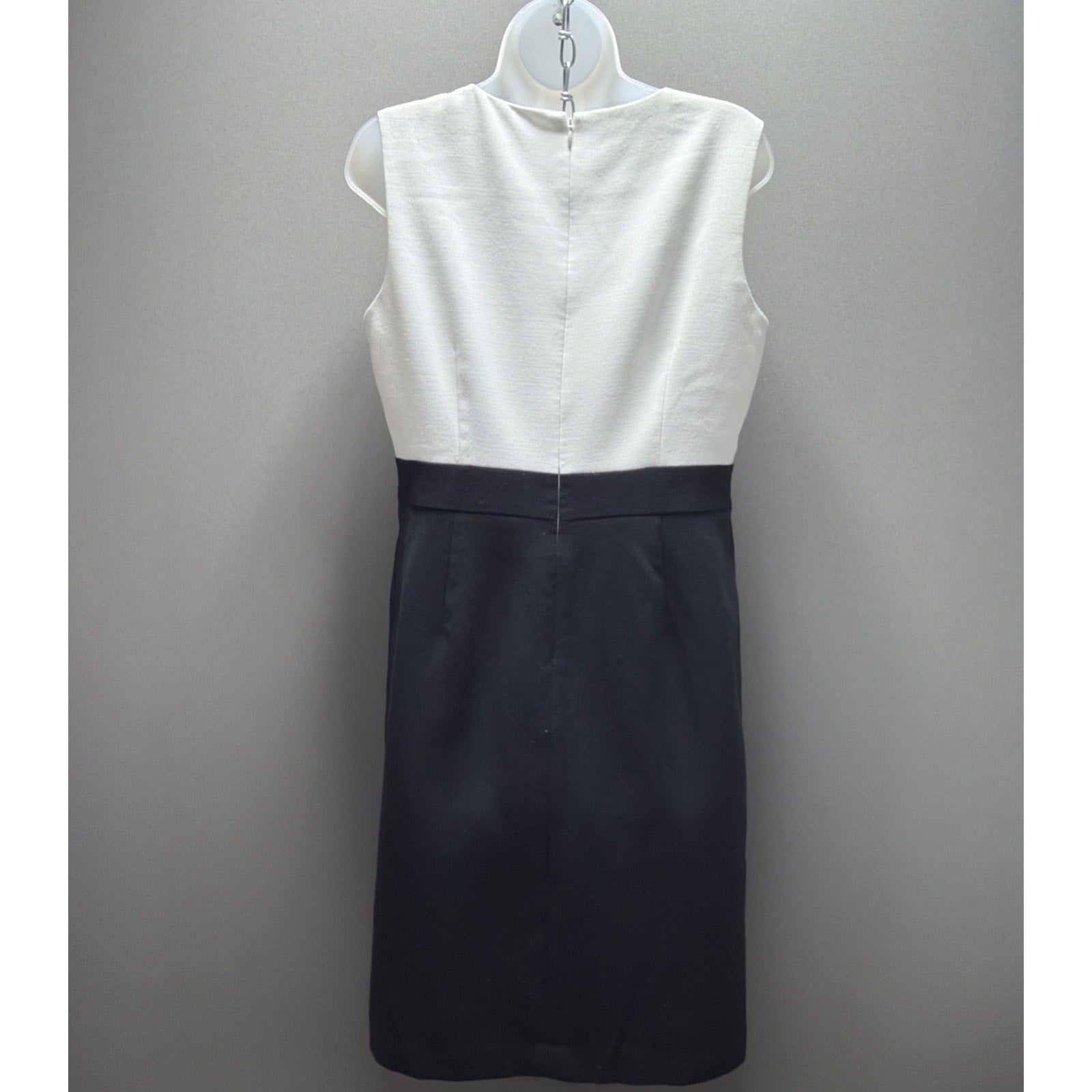 Ann Taylor Loft Black White Lined Color Block Combo Sheath Dress Size 10 Nice!