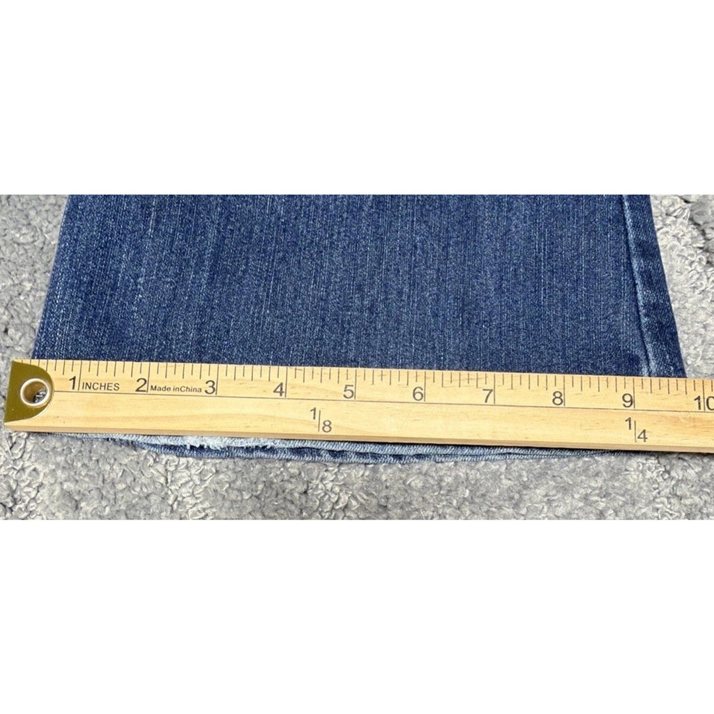 L.e.i. 5 Short Blue Denim Sofia Hipster Flare Embroidered Jeans Y2K 28x28