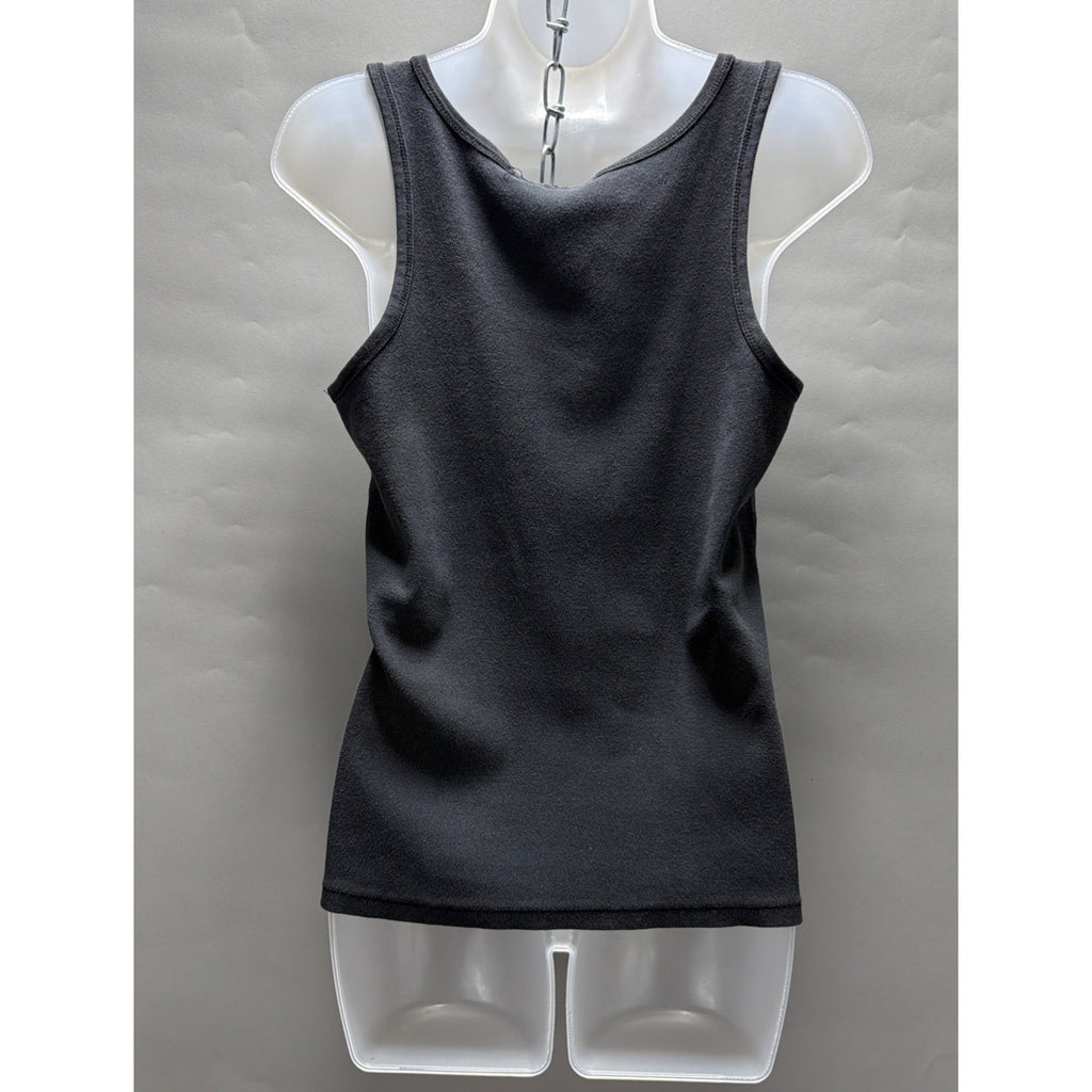 Harley Davidson Womens Black Ribbed Tank Top Distressed Faded Size Medium