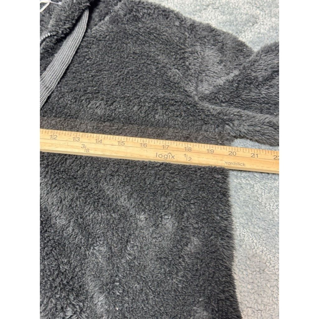 Black Pullover Furry Fleece Hoodie Top by YOKODEA Oversized Women’s Size Small