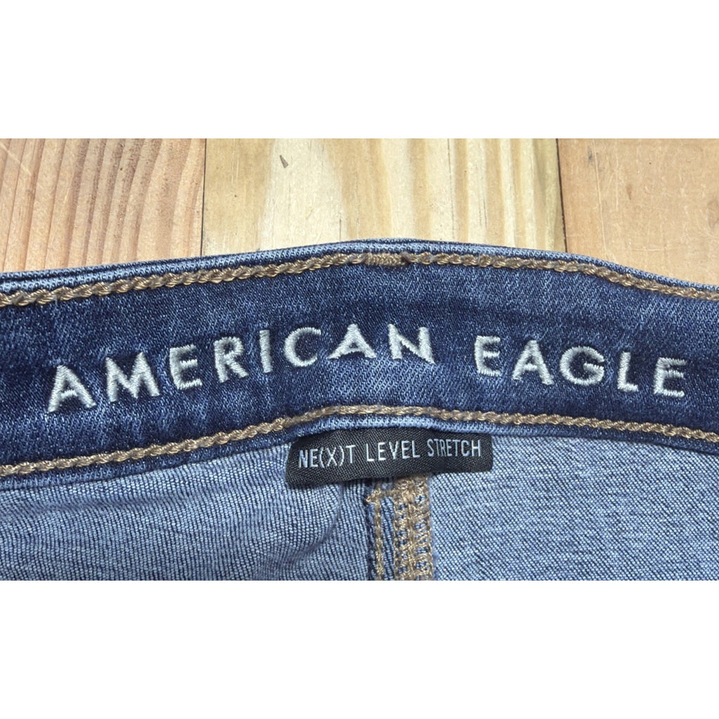 American Eagle Jeans Womens 10 Blue Super Hi-Rise Flare Stretch Denim 29x30