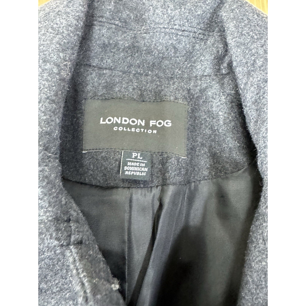 Women's PL London Fog Wool Blend Dark Charcoal Button Front Pea Coat Medium EUC
