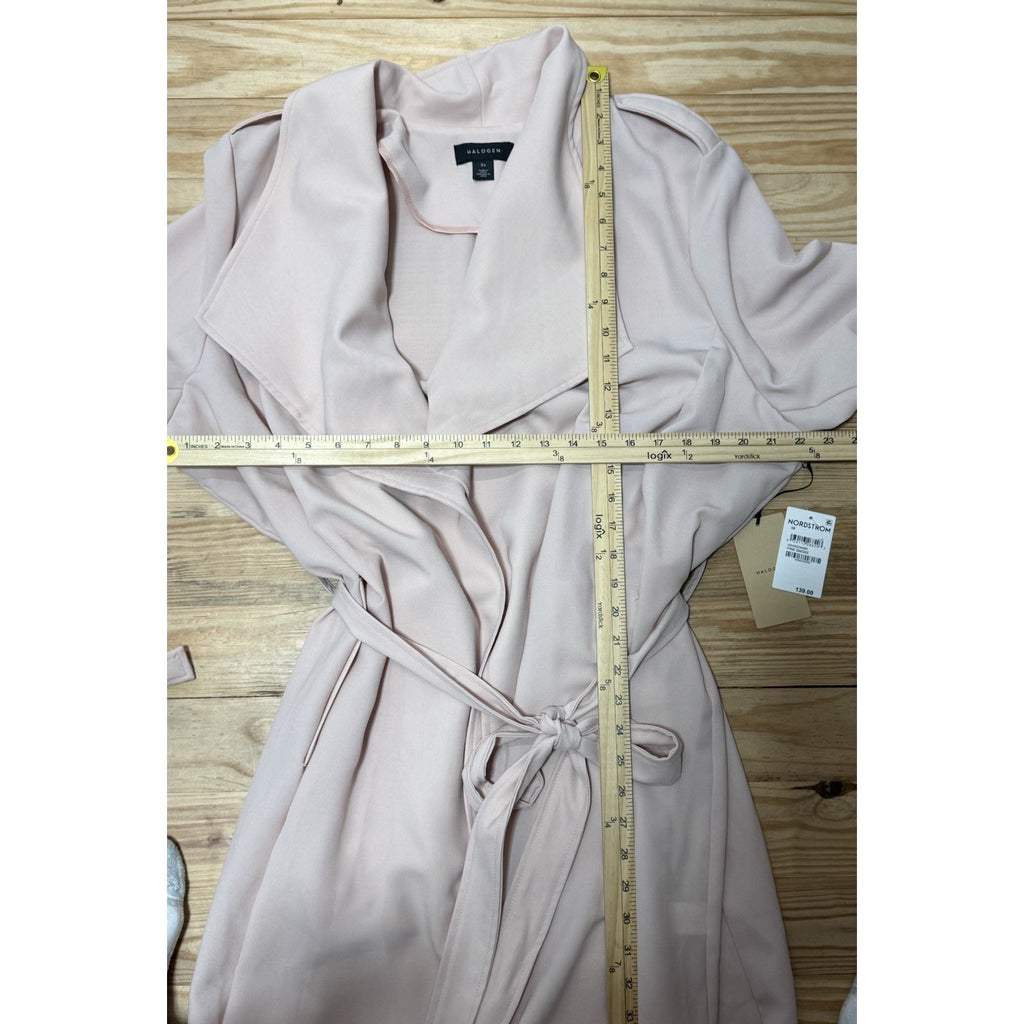 Halogen Drape Lapel Tie Waist Topper Coat Pink Smoke Women’s Size 3X NWT