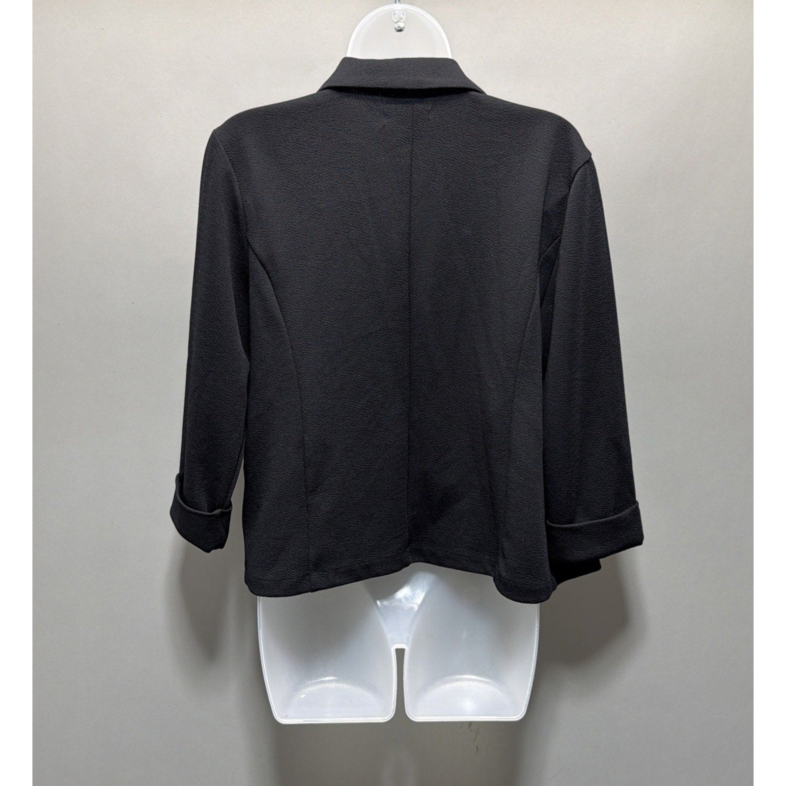 Maurices Black 3/4 Sleeve Open Blazer Womens L Stretch NWT