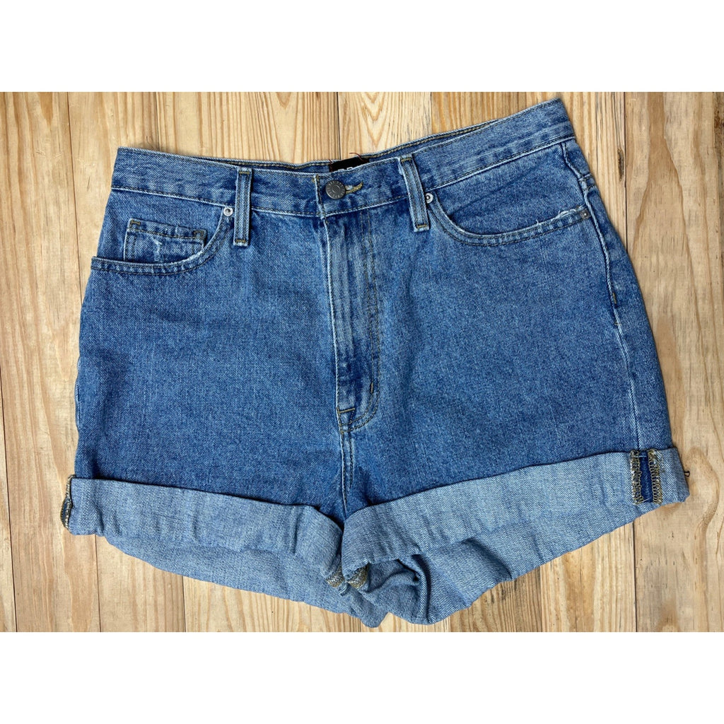BDG Urban Outfitters Mom High Rise Cuffed Blue Denim Shorts Pockets Women’s 30