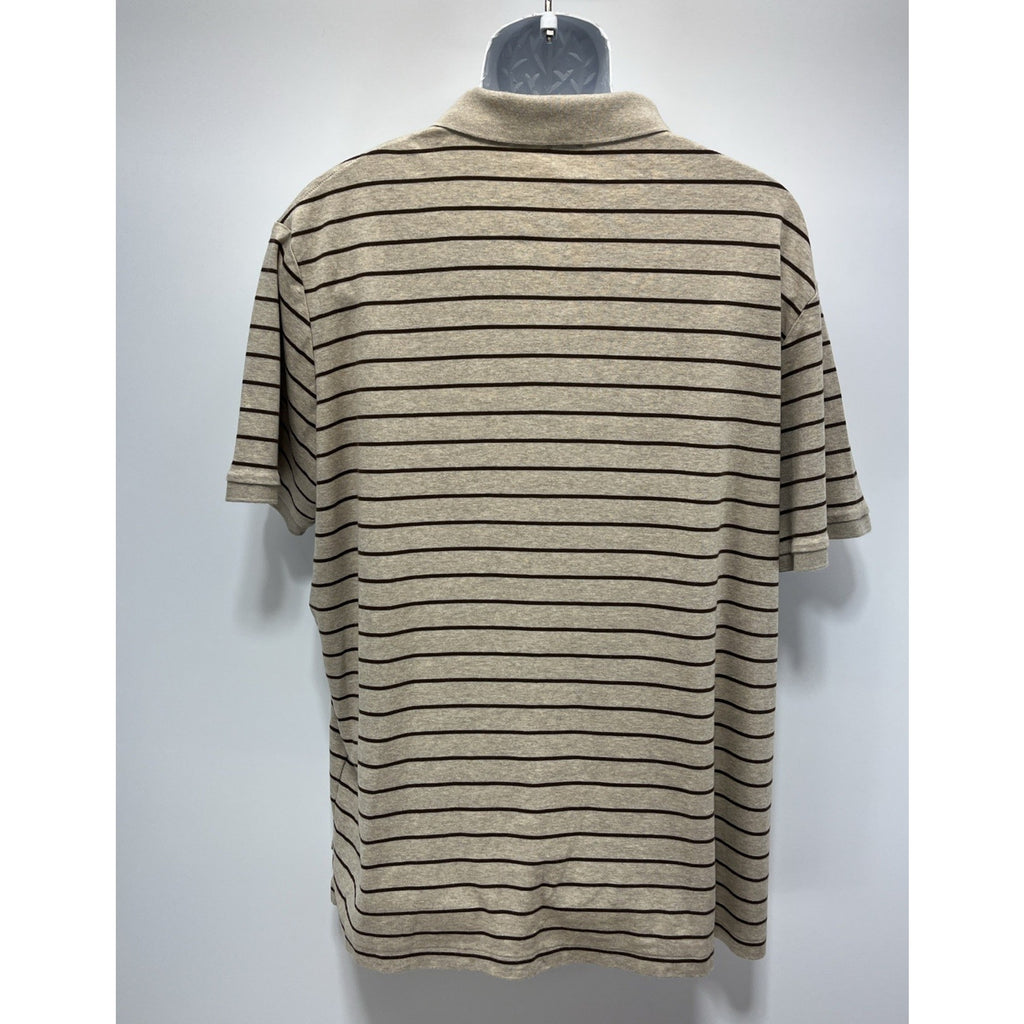 POLO RALPH LAUREN Classic Fit Stripe Polo Shirt , Brown/Beige , XXL