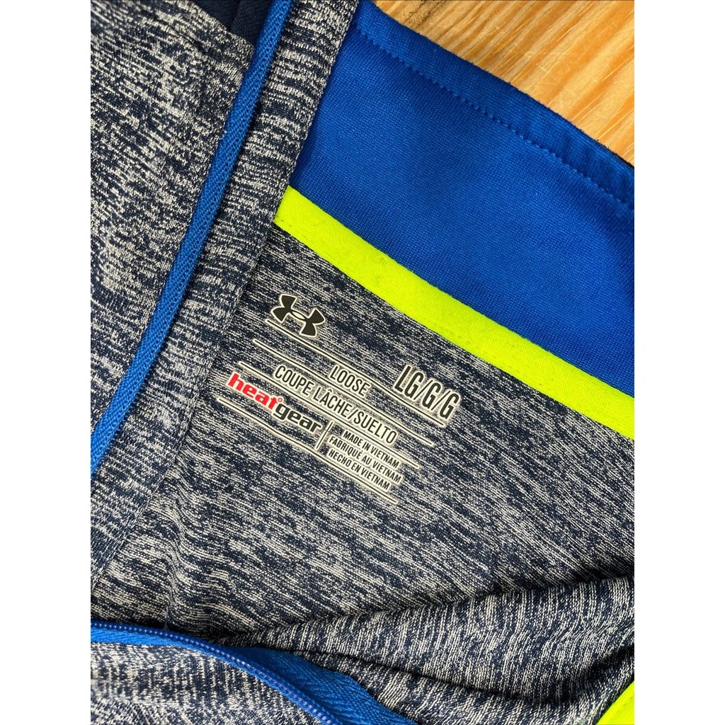 Under Armour UA Tech 1/4 Zip Pullover Shirt Mens Large Blue Heat Gear Loose Fit