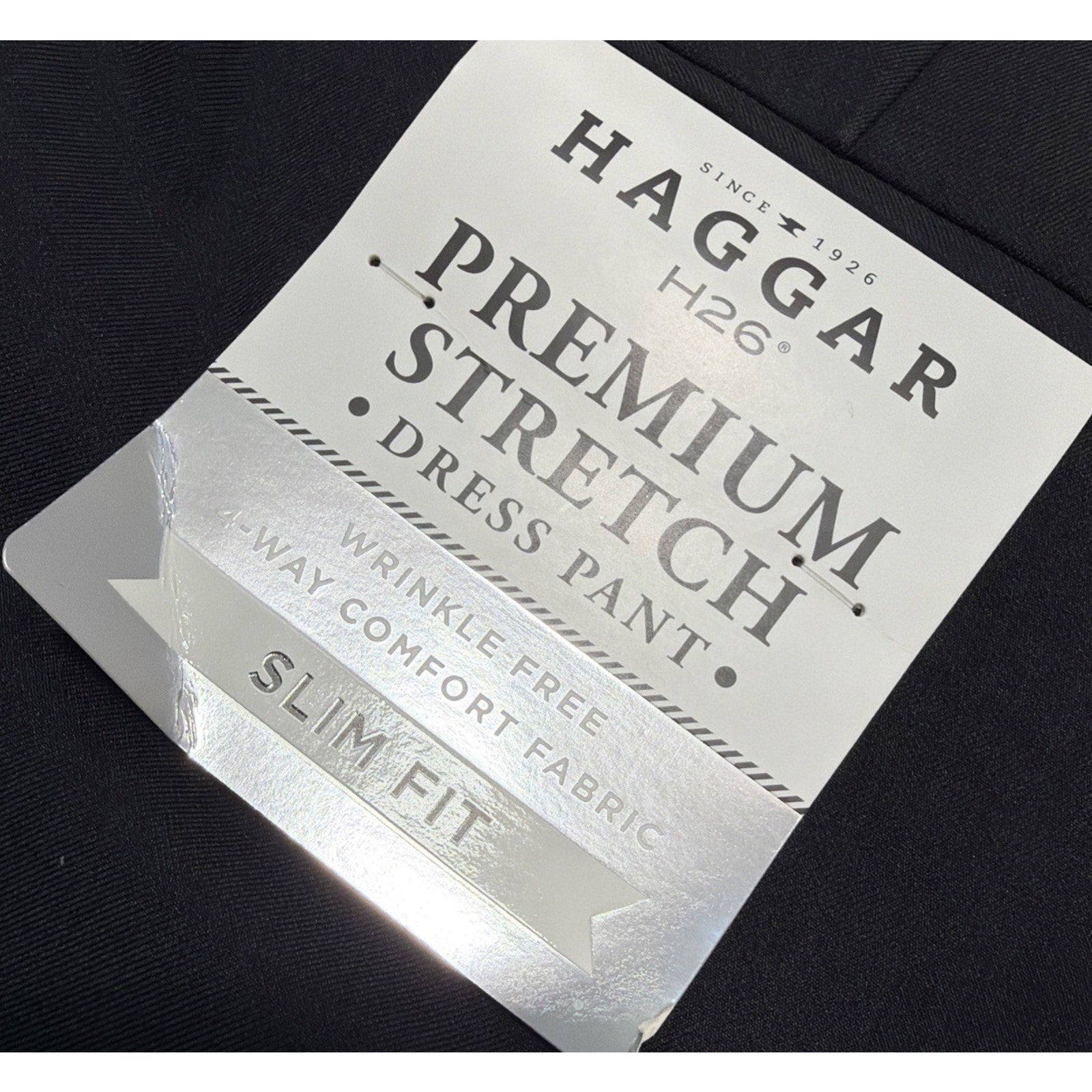 New Haggar H26 Dress Pant Mens 32W 32L Black Stretch Slim Fit Wrinkle Free