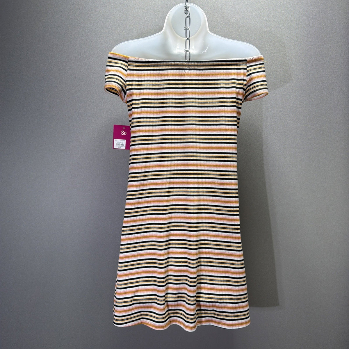 SO Womens Medium Ribbed Off-Shoulder Stretchy Mini Dress NWT