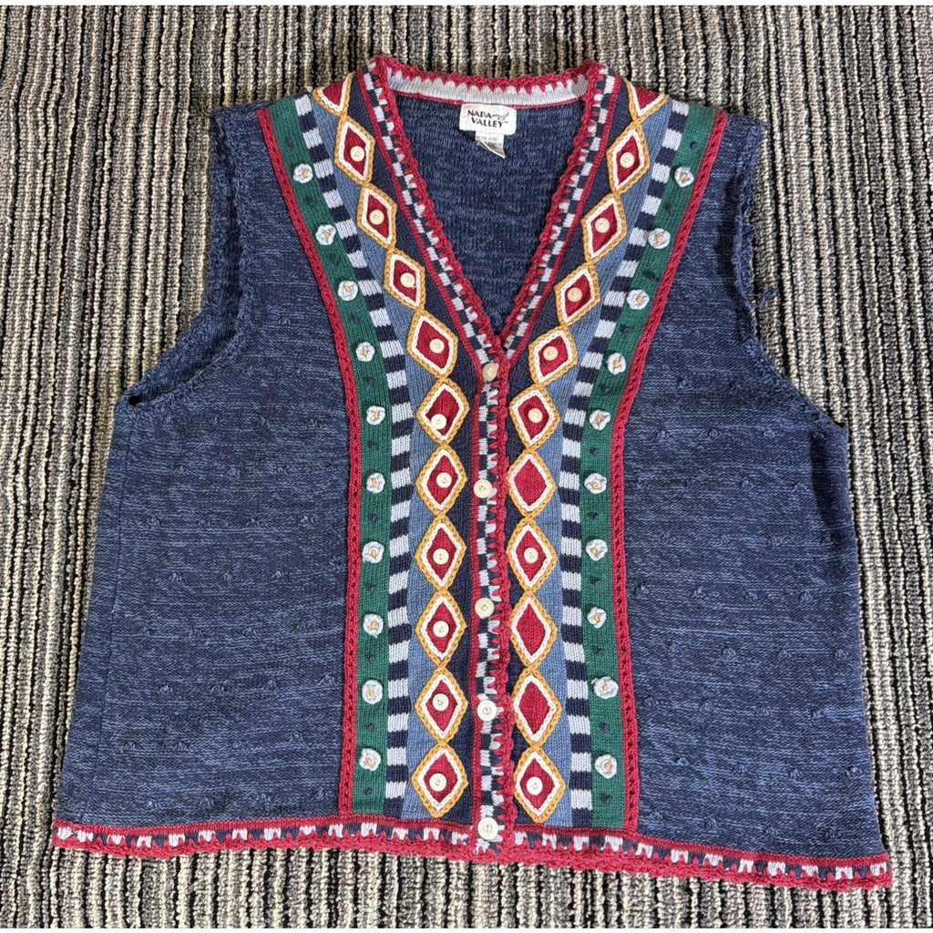 Vintage Napa Valley Embroidered Vest Women's Plus Size 3X Grandma Teacher 90s