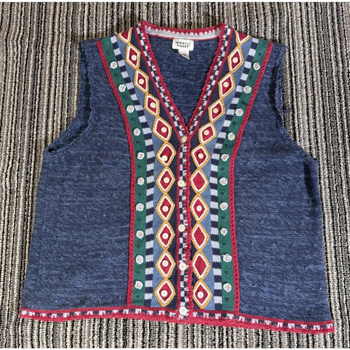 Vintage Napa Valley Embroidered Vest Women's Plus Size 3X Grandma Teacher 90s