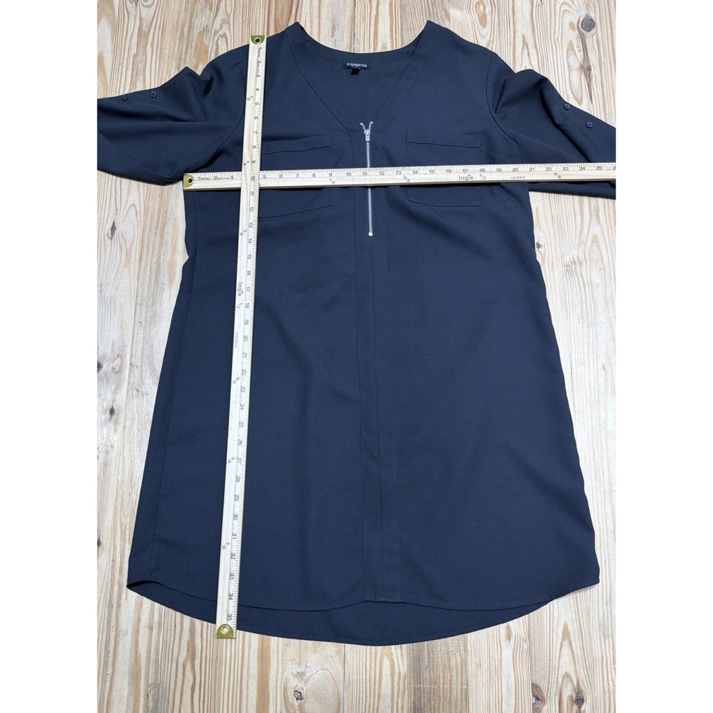 Express Shirt Dress Black Oversized Woman’s Roll Sleeves Size Large