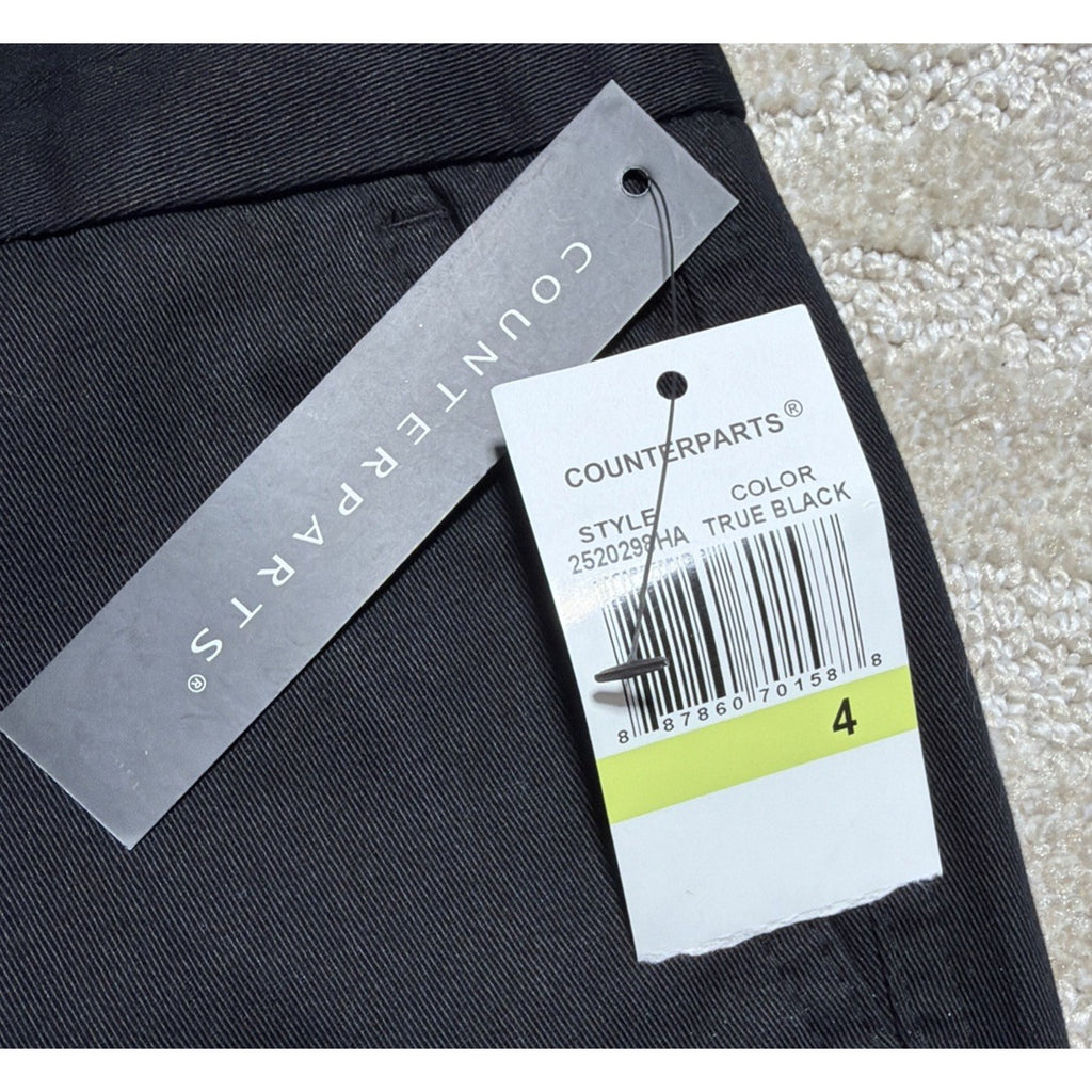 New COUNTERPARTS Mid Rise Black Chino Shorts - Women's Size 4 NWT 32x5”