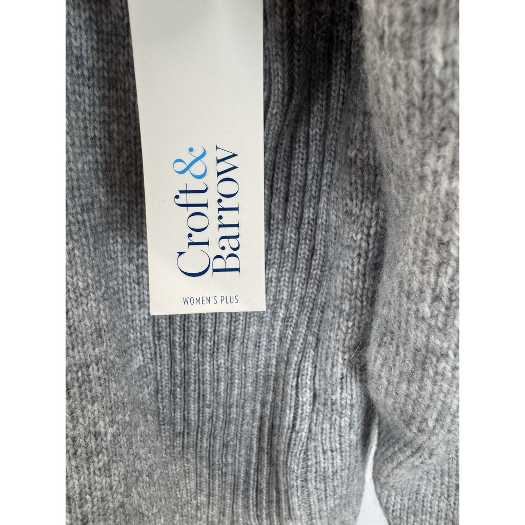 CROFT & BARROW Women’s Gray Slit Mock Neck Button Collar Size 1X