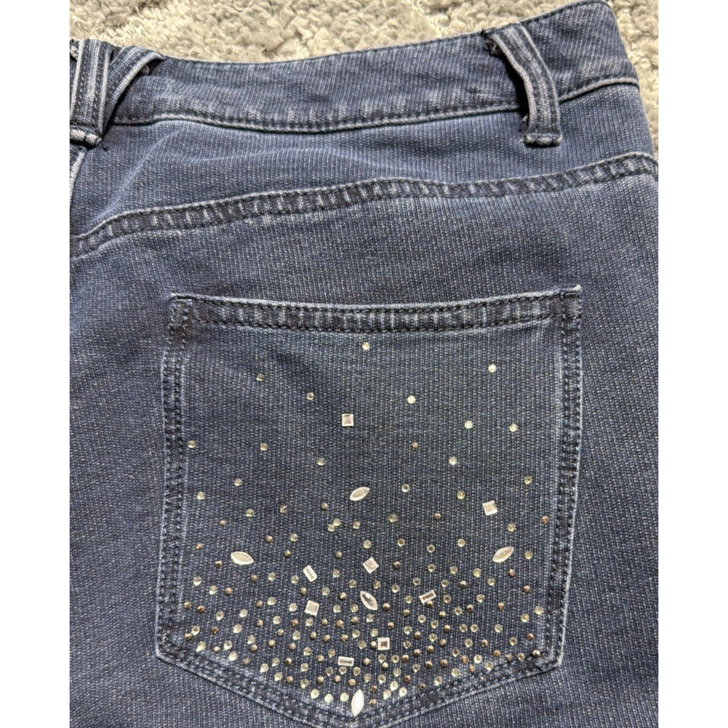 Quacker Factory Dream Jeannes Straight Leg Jeans Embellished Pocket 8 30x31