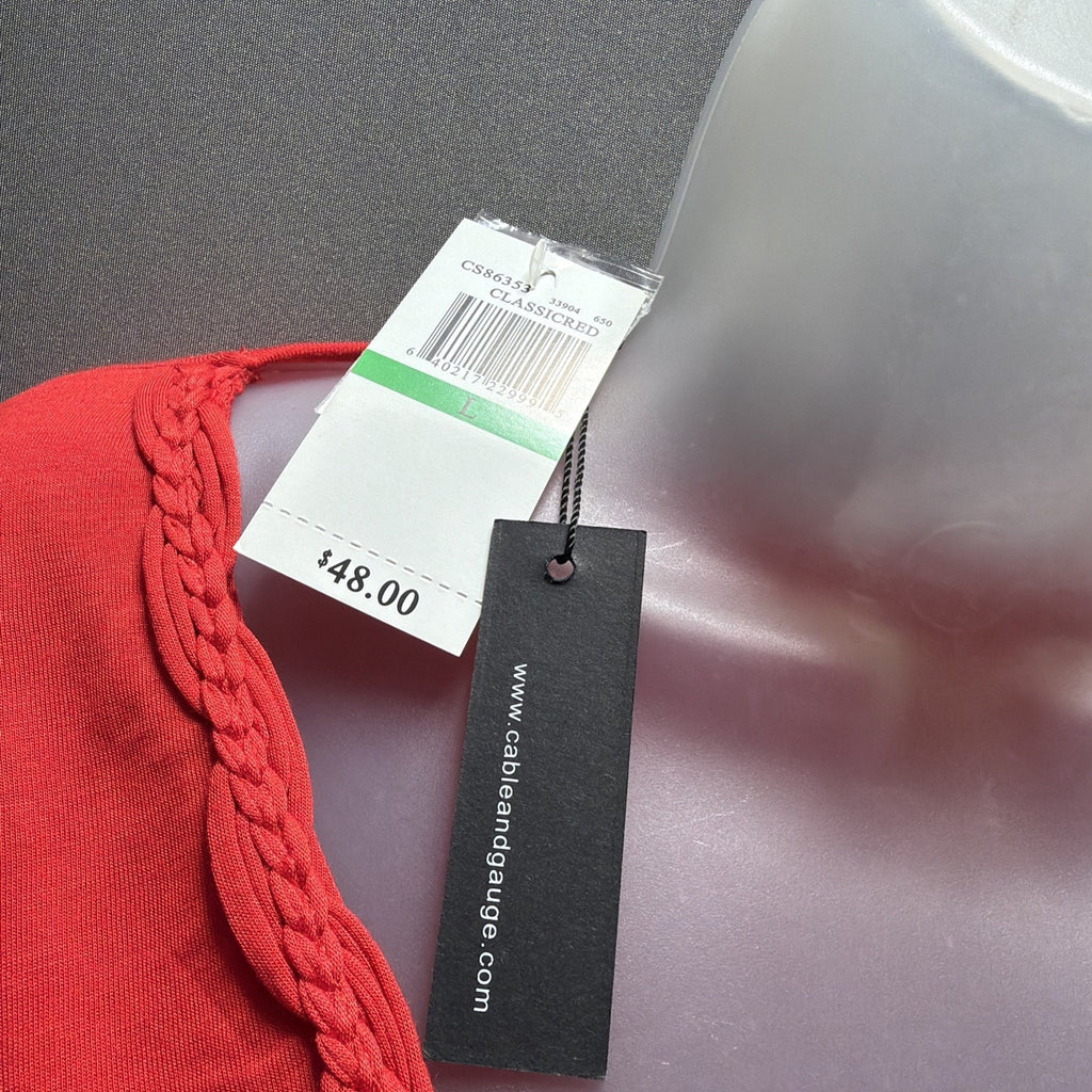 New Cable Gauge Boho Top Shirt Blouse Red Stretch Size Large NWT