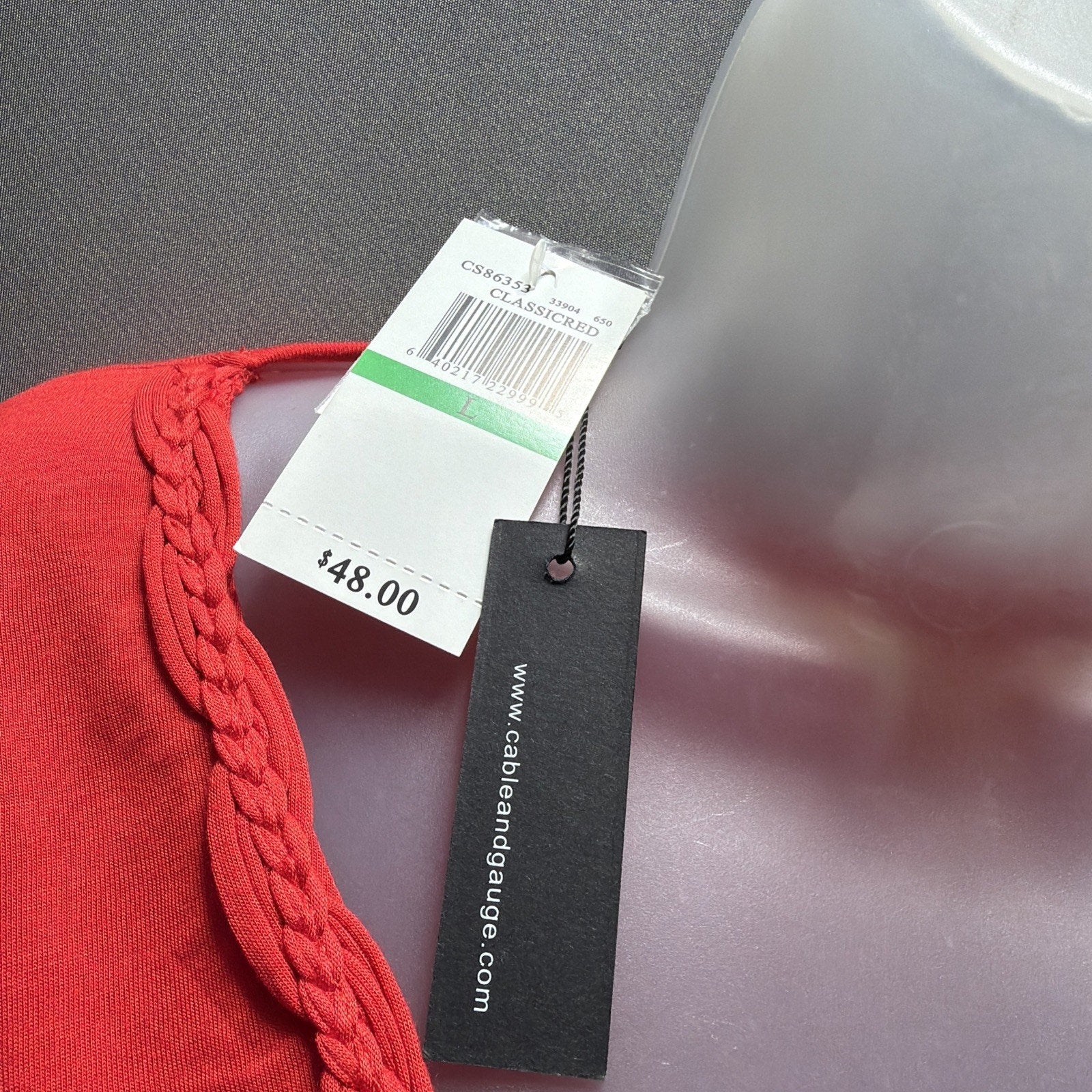 New Cable Gauge Boho Top Shirt Blouse Red Stretch Size Large NWT