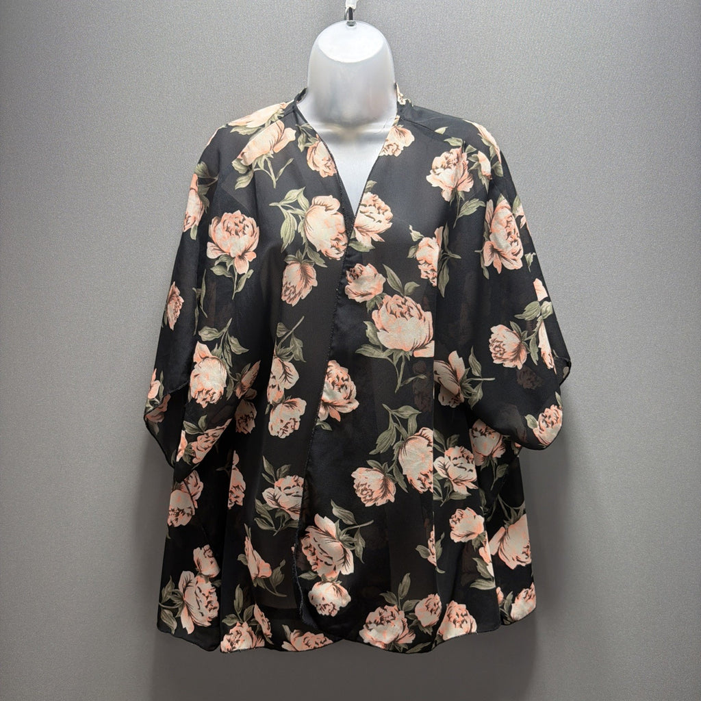 Live 4 Truth Womens Plus Sz 2X Multicolor Half Sleeve Sheer Open Kimono Cardigan