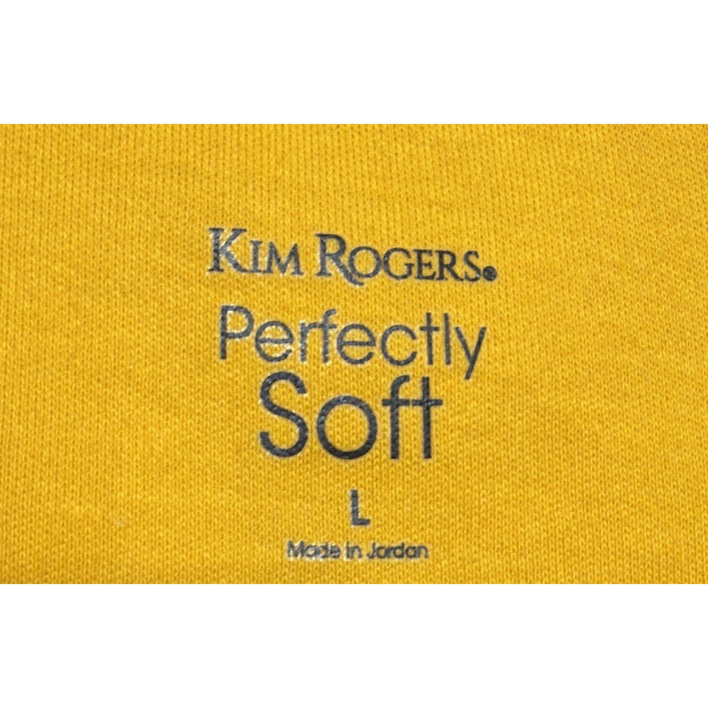 Kim Rogers Shirt Women's L Perfectly Soft Gold Yellow Plaid Stretch Casual New