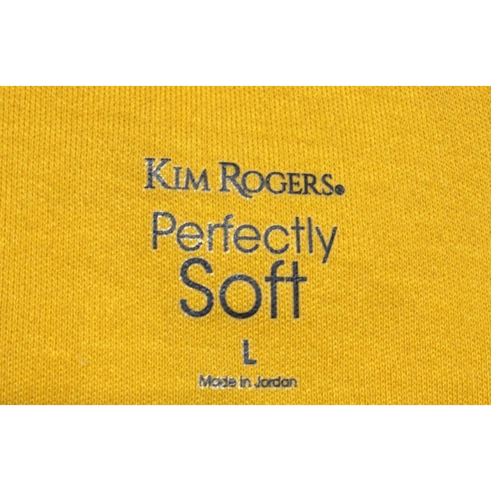 Kim Rogers Shirt Women's L Perfectly Soft Gold Yellow Plaid Stretch Casual New