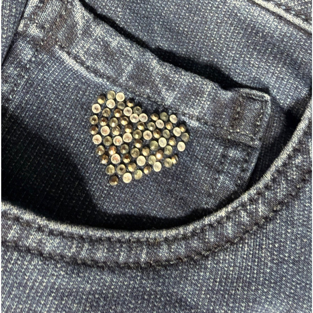 Quacker Factory Dream Jeannes Straight Leg Jeans Embellished Pocket 8 30x31