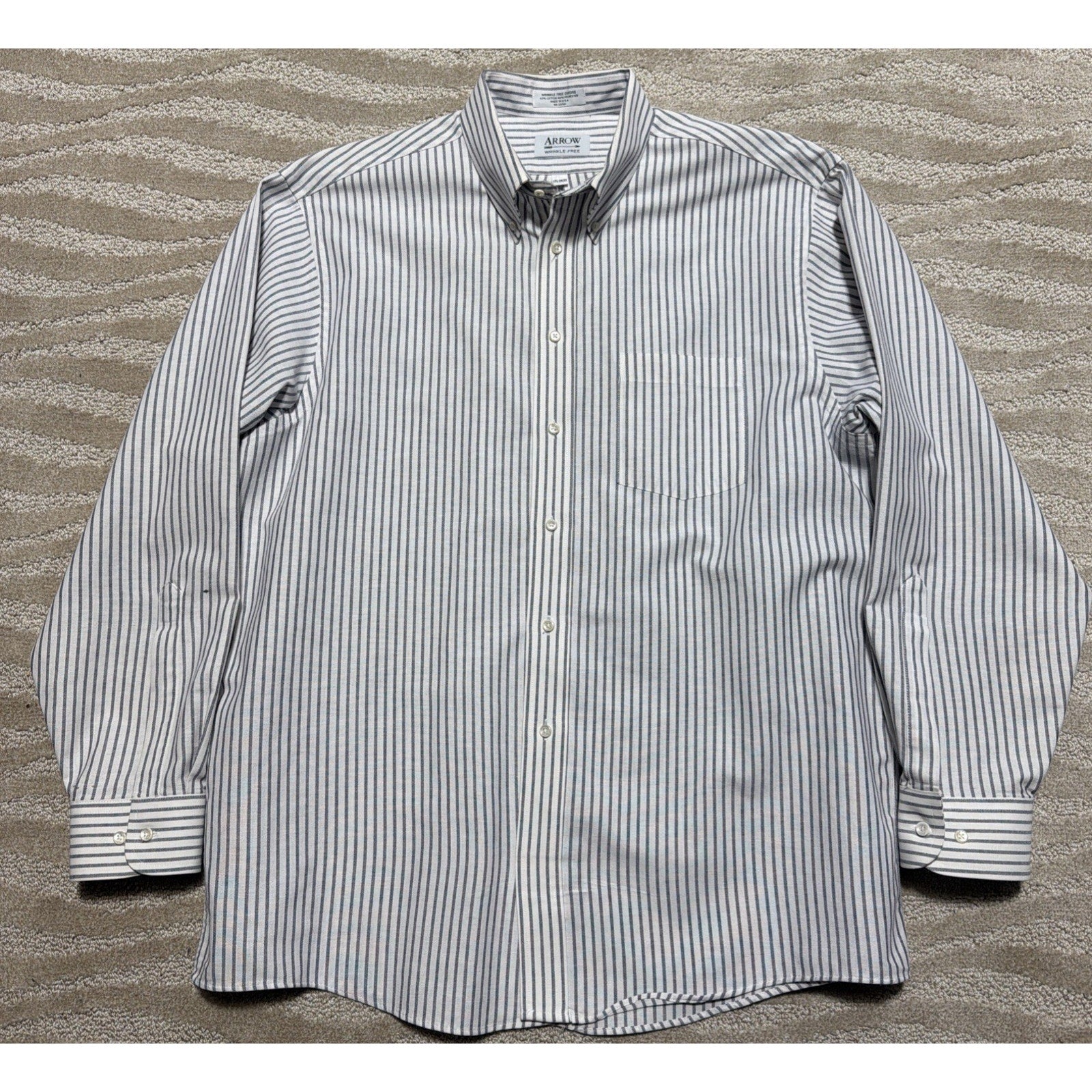 Vintage Arrow Company Men’s Wrinkle Free Oxford 17.5 34/35 XL Made In USA Shirt