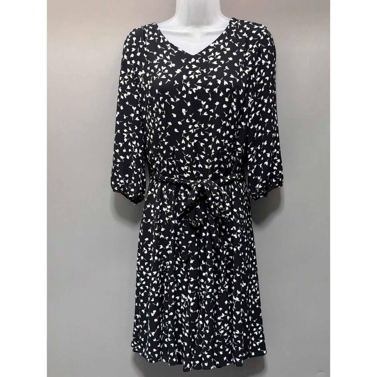 Talbot NWT Dress 4 Petite 3/4 Puff Sleeve Lined Floral Fit Flare Flouncy Career