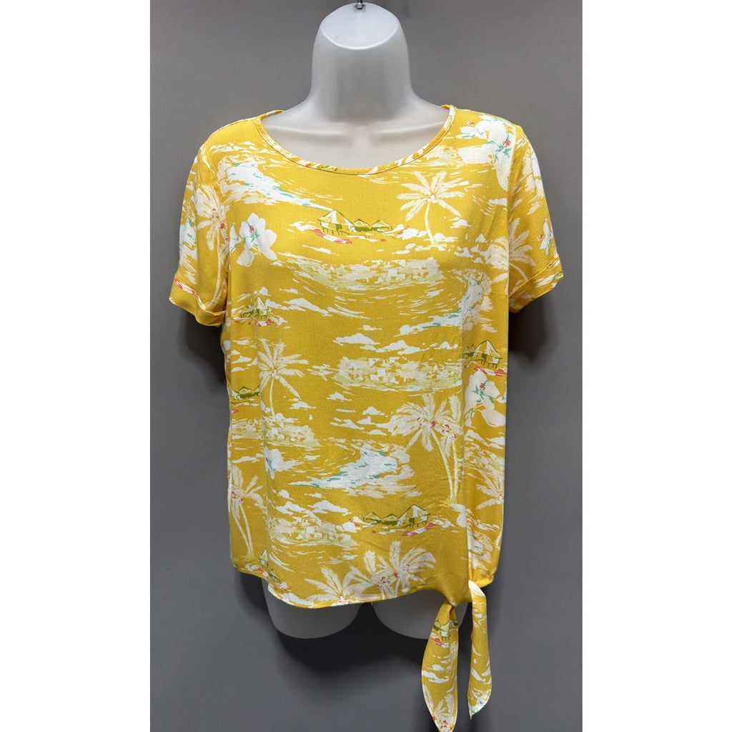LC Lauren Conrad Women’s Top Short Sleeve Tropical Print Small