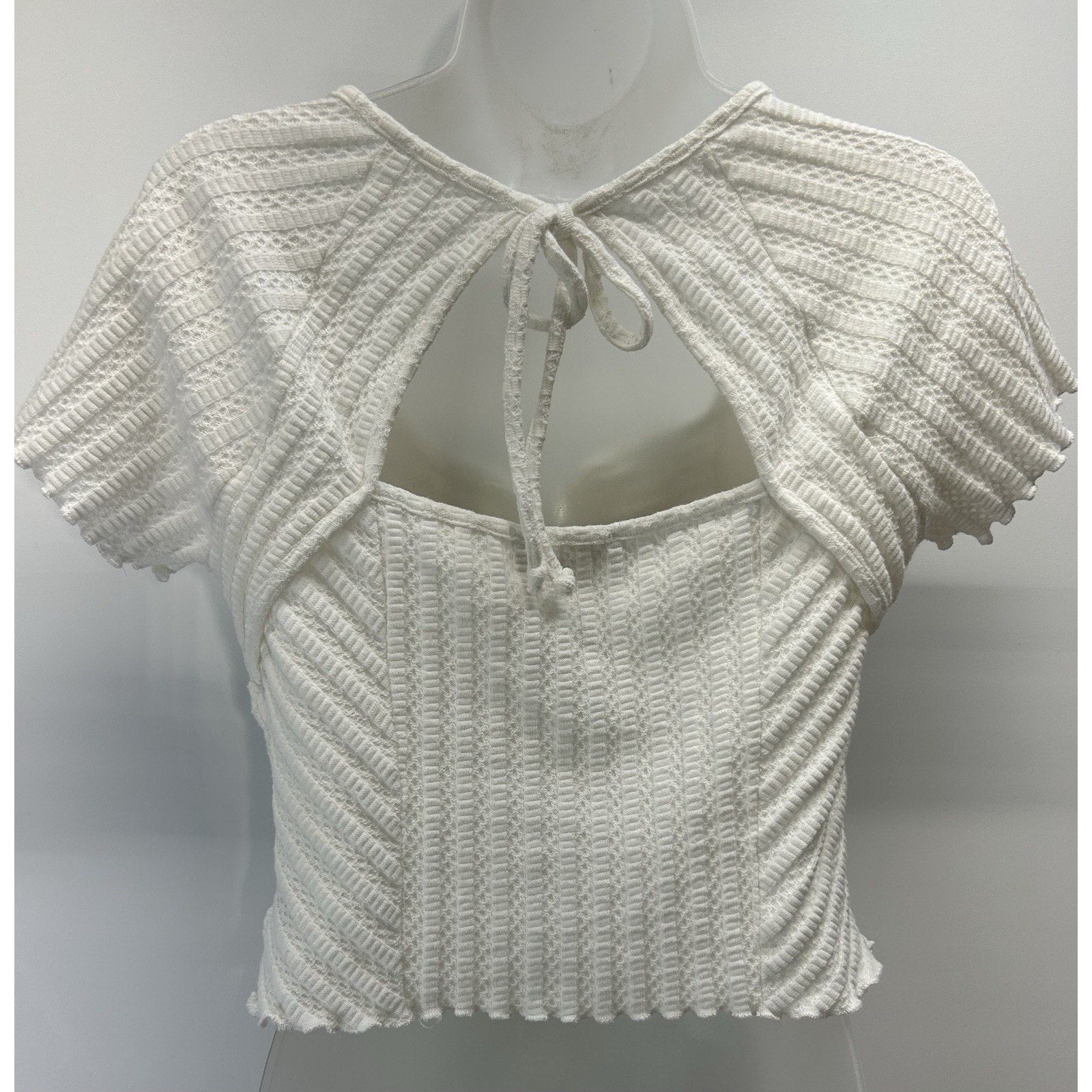 Atelier by Kirious Women's White Short Sleeve Knit Cropped Top Size XL.