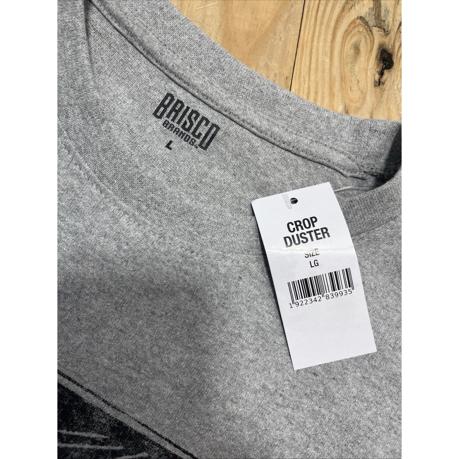 NWT Men's Lg Brisco Gray Crop Duster Leave The Smell Behind Graphic T Shirt