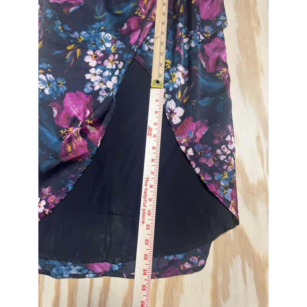 NWT Express Floral Wrap Midi Dress Small Satin Tie Waist Spaghetti Strap Tulip