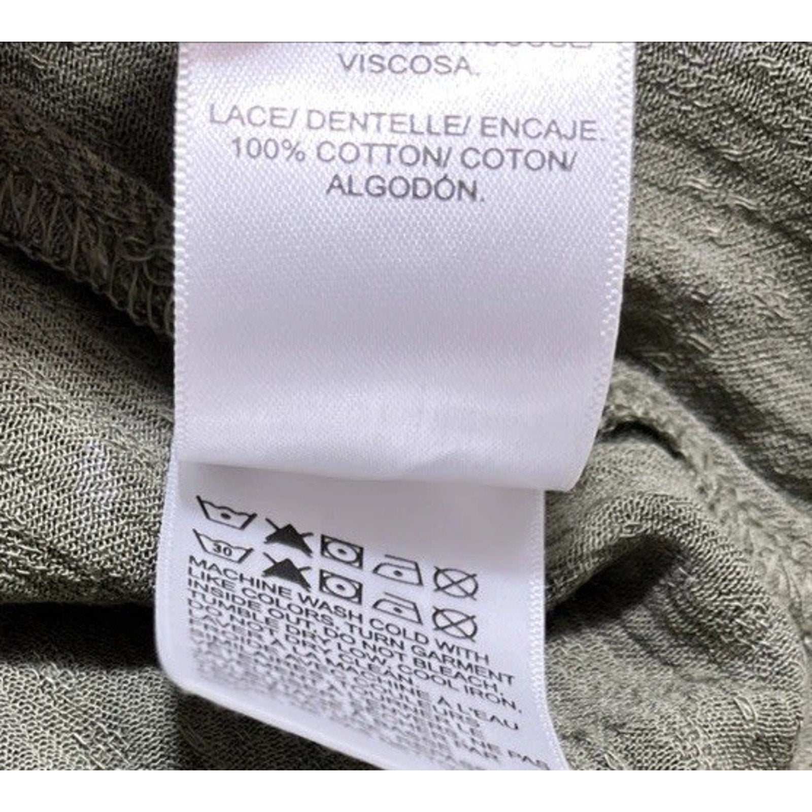 NWT Lucky Brand Blouse - Floral Print Boho Flowy Lace Trim Green Blouse -Size M