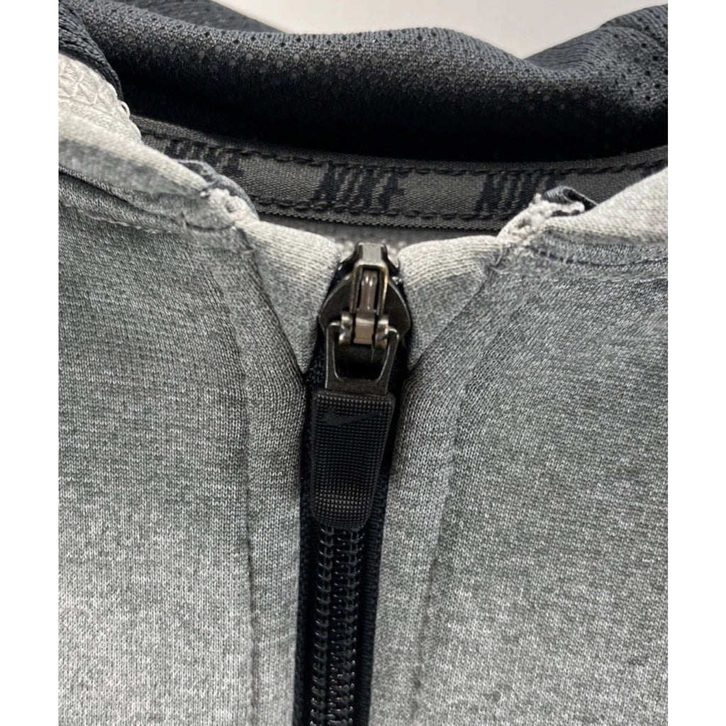 Nike Therma-FIT Boys Large Gray Black Full Zip Hoodie Jacket Youth L Swoosh