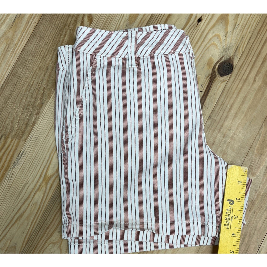 A.N.A. Mid Rise Burgundy Stripe 5” Inseam Chino Shorts Women’s Size 6