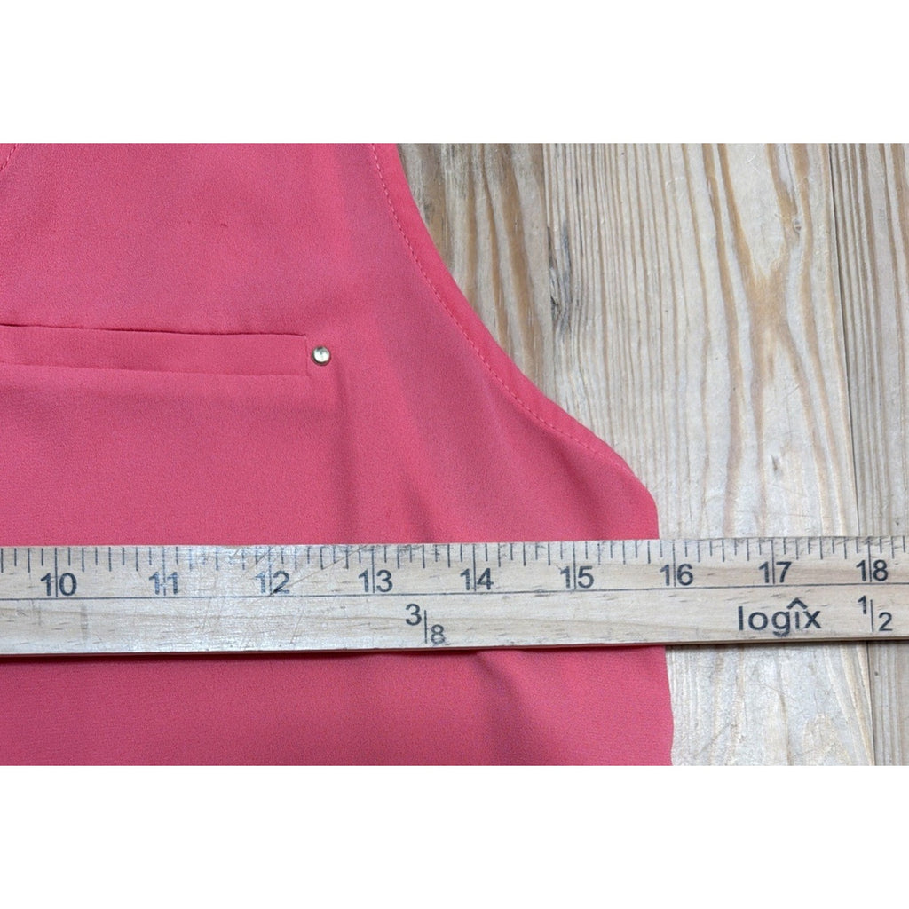 Express Women’s Blouse Top Shirt Sleeveless Pink Front Zip Size M